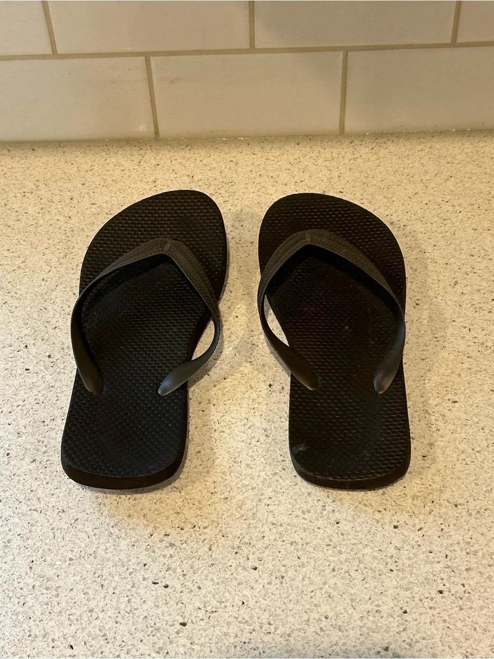 Women's Black Flip Flop Sandals, Size 7